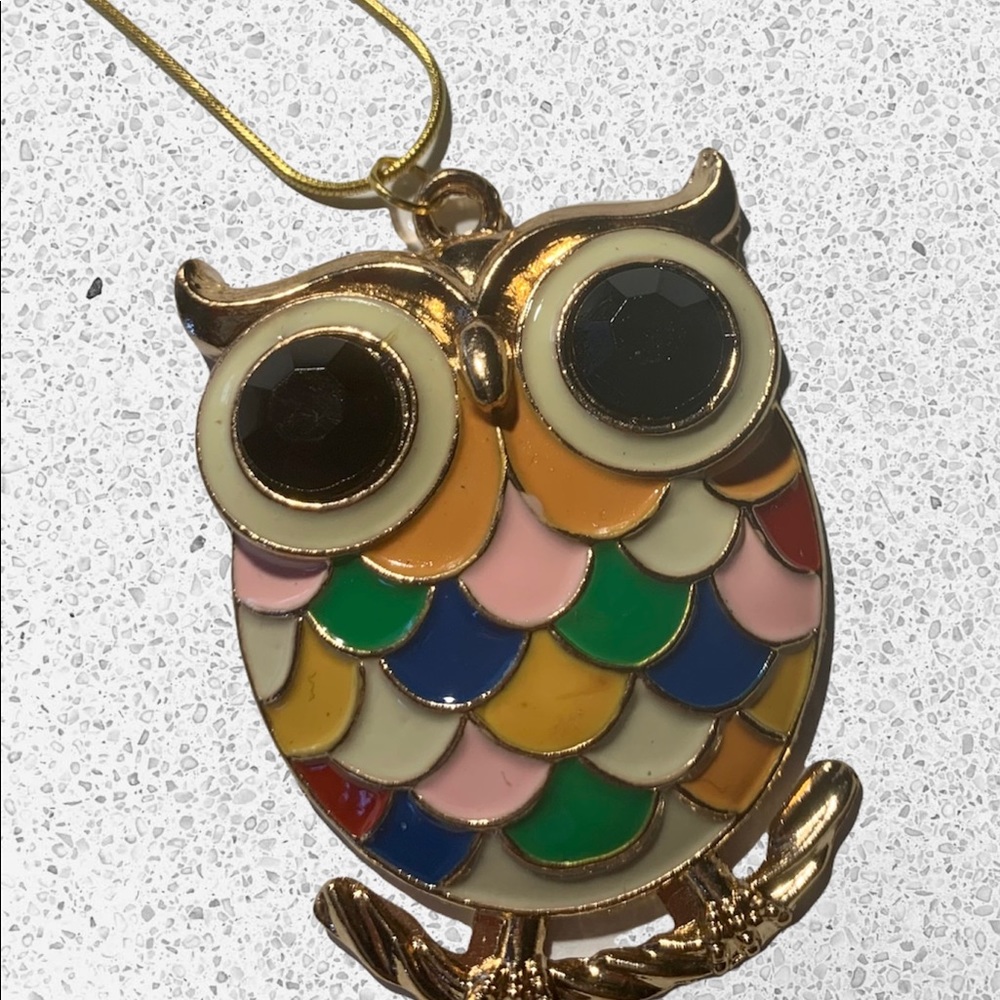 Owl necklace, colorful, great gift for the women in your life